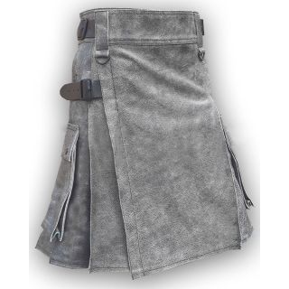 Grey Leather Utility Kilt - Leather Kilt For Sale - Liberty Kilts