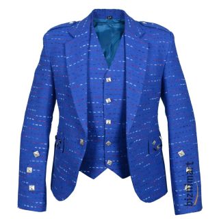 Argyll Jacket And Waistcoat Tweed Wool Blue - Liberty Kilts
