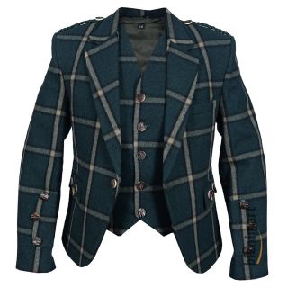 Argyll Jacket And Waist Coat Blazer Wool Black Green - Liberty Kilts