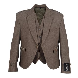 Argyll Jacket And Waistcoat Tweed Wool Brown- Liberty Kilts