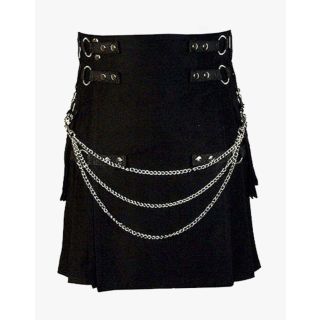 Black Deluxe Liberty Kilt With Chain