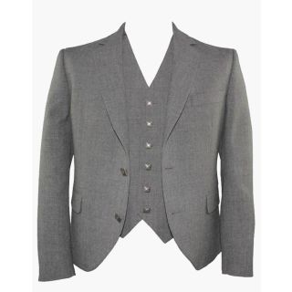 Fashion Grey Argyle Jacket with Waistcoat