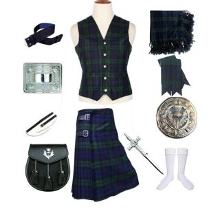 Black Watch Tartan Vest Kilt Outfit Deal
