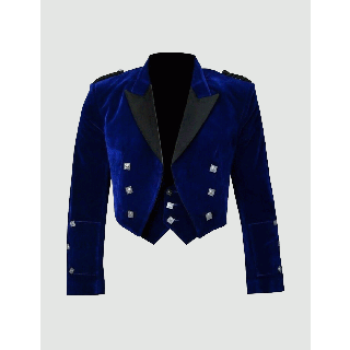 Blue Velvet Prince Charlie Jacket With Waistcoat - Liberty Kilts