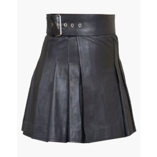 Brand New Stylish Original Black Leather Woman Kilt