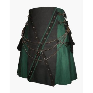 Purchase Green And Black Canvas Cargo Utility Kilt 