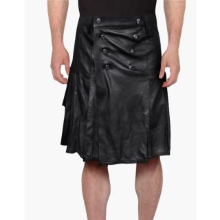 Buy Men Black Stylish Leather Kilt For Sale
