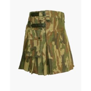 Camouflage Utility Kilt with Leather Strap