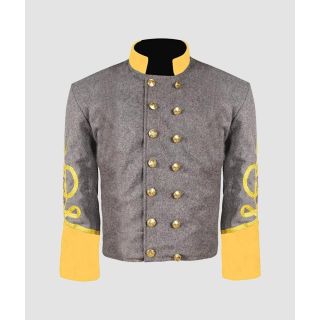 Civil War General S Cavalry Grey Yellow Braid Shell Jacket - Liberty Kilts