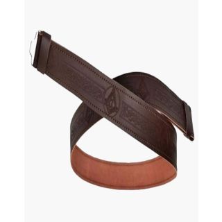 Embossed Genuine Brown Leather Belt - Leather Belt For Kilt - Liberty Kilts