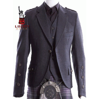  Grey Charcoal Scottish Kilt Jacket and Waistcoat Grey Charcoal Scottish Kilt Jacket and Waistcoat