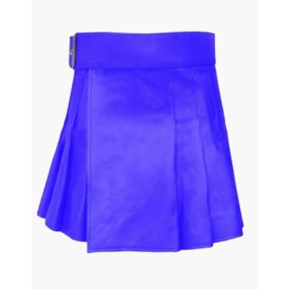 Ladies Blue Leather Short Skirt Mini Kilt