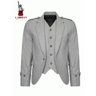 Light Grey Argyle kilt Jacket & Waistcoat Vest