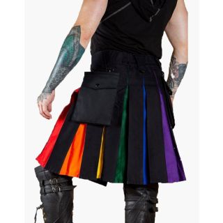 Man Stylish Rainbow Pride Hybrid Utility Kilt For Man