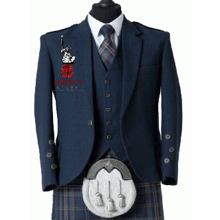 Blue Tweed Scottish Kilt Waistcoat