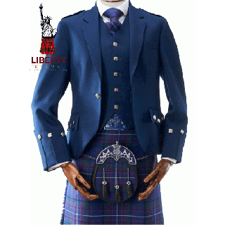 Men's Contemporary Blue Argyle Jacket & Waistcoat