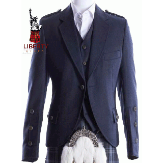Midnight Blue Tweed Kilt Jacket and Waistcoat 