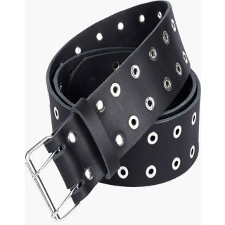 Premium Quality Black Leather Kilt Belt with Silver Studs - Double Prong Buckle