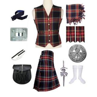 Best Royal Stewart Tartan Vest Kilt Outfit Deal