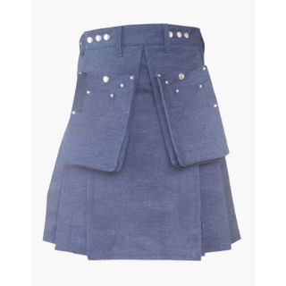 Scottish Deluxe Blue Denim Dress Kilt For Sale 