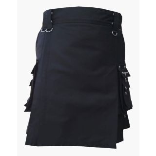 Scottish Deluxe Utility Sports Traditioneller schwarzer Kilt-Utility-Kilt zum Verkauf-Liberty-Kilts