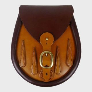 Tan Teardrop Lomond Leather Sporran - Leather Sporran For Sale - Liberty Kilts