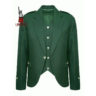 Green Tweed Scottish Highland Argyle Kilt  Jacket and Traditional Waistcoat