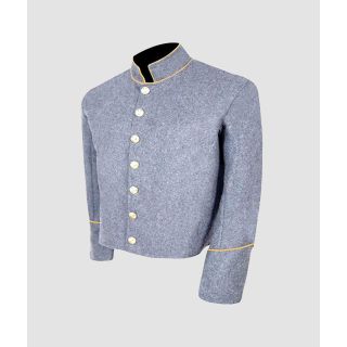 US Civil War CS Cavalry Yellow Pipping Trim Grey Wool Shell Jacket - Liberty Kilts